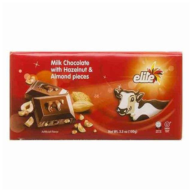 Elite Hazelnut & Almonds Milk Chocolate Bar 3.5 Oz-121-301-83