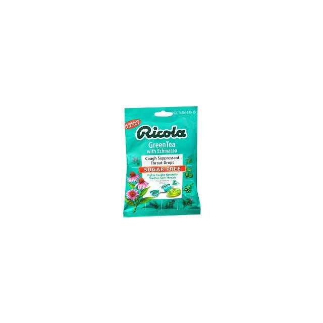 Ricola Herb Throat Drops Sugar Free Echinacea Green Tea 18 Pcs-121-766-04