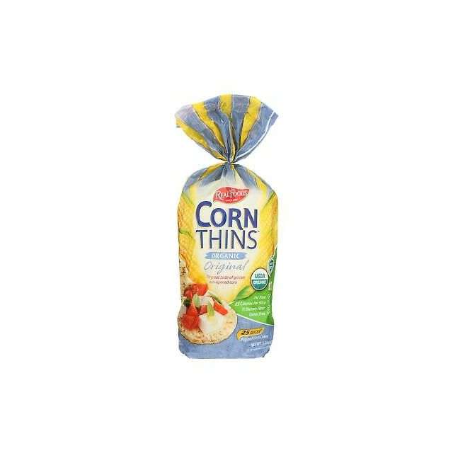 Real Foods Organic Original Corn Thins Corn cakes 5.3 Oz-LTL-RFB23