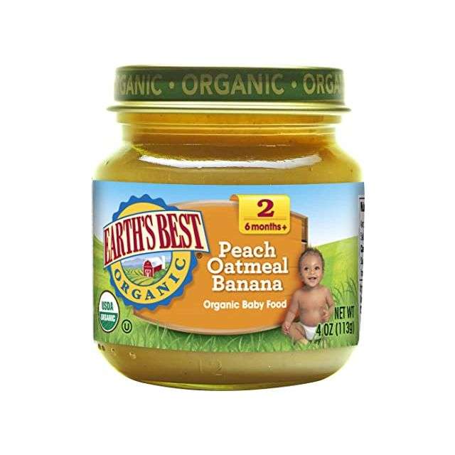 Earth's Best Organic Baby Food Peach Oatmeal Banana, Stage 2 - 4 Oz-05-363-35