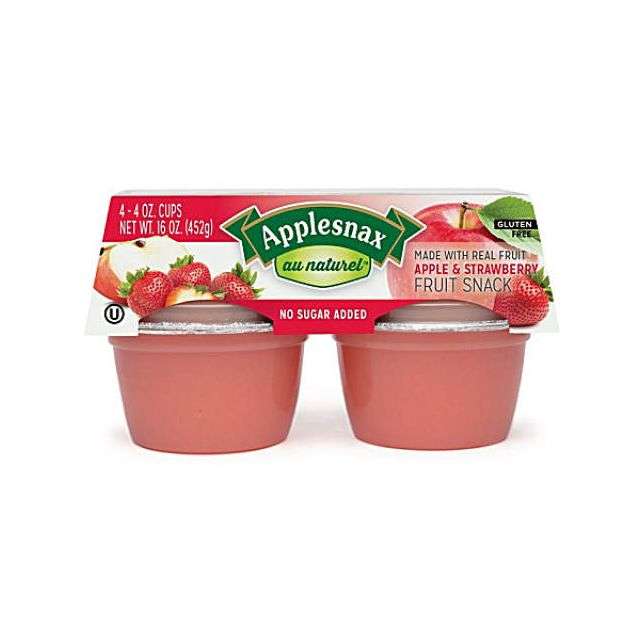 Applesnax Unsweetened Applesauce With Strawberries 4 Pack X 4 Oz-NPK-APPPUS