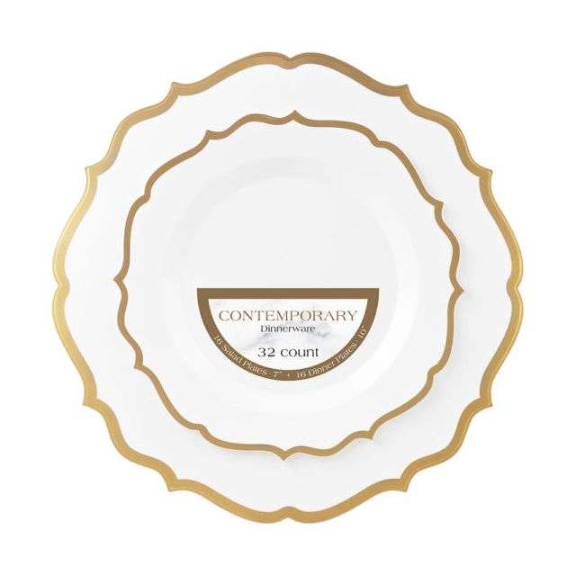 Contemporary Plate Gold Combo Pack 7.5″ & 10.5″ (32Count)-232-564-24