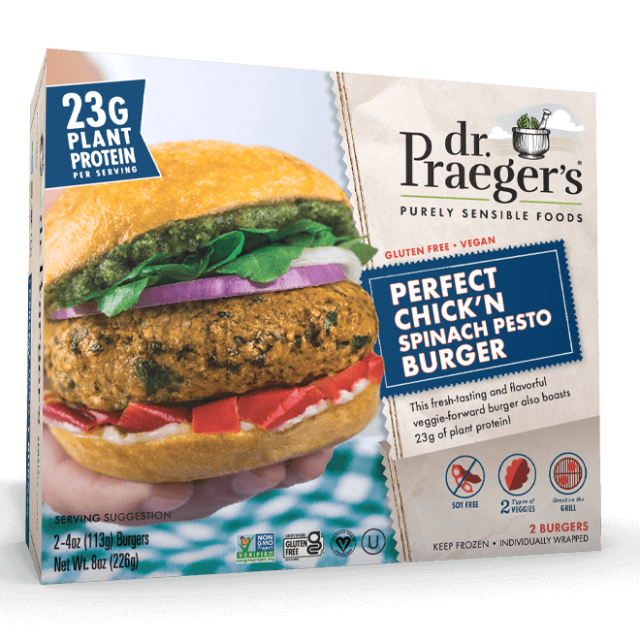 Dr. Praegers Perfect Chick'n Spinach Pesto Burgers 8 Oz-313-749-07