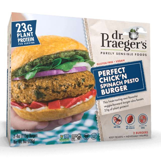 Dr. Praegers Perfect Chick'n Spinach Pesto Burgers 8 Oz-PK980117
