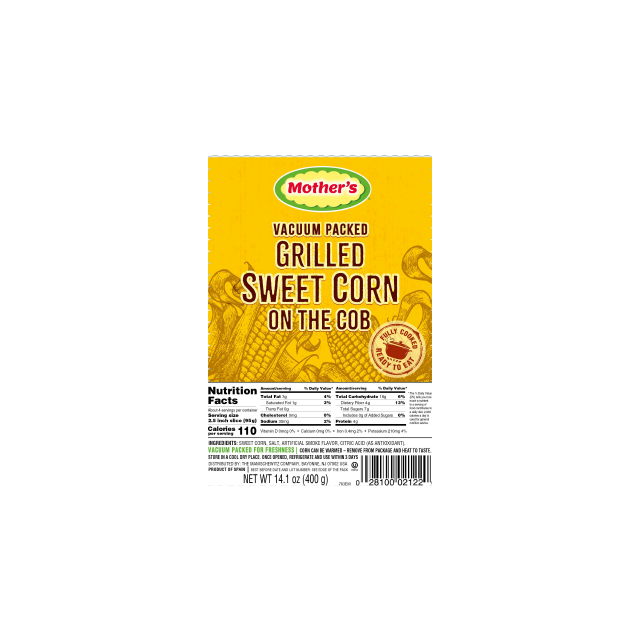 Mothers Grilled Vacpac Sweet Corn On The Cob 14.1 Oz-04-774-02