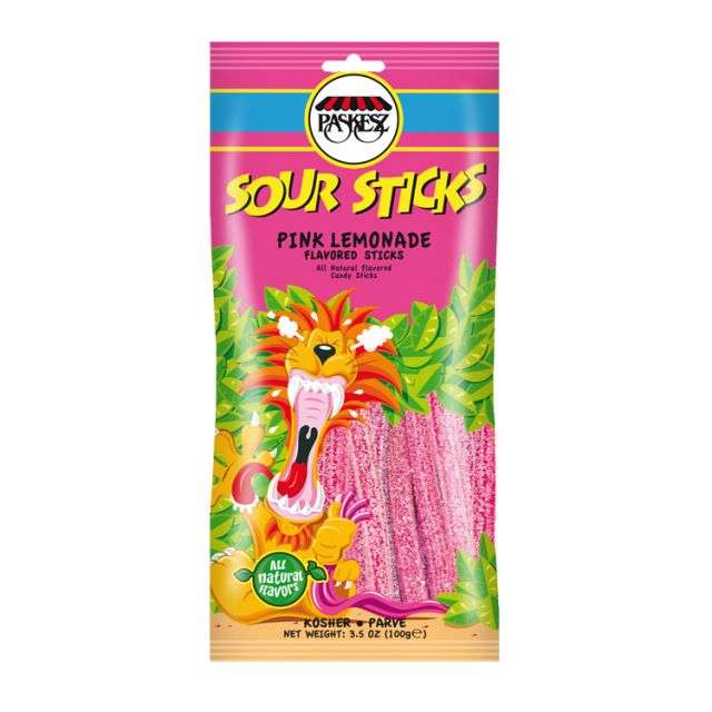 Paskesz Sour Sticks Pink Lemonade 3.5 Oz-121-354-46