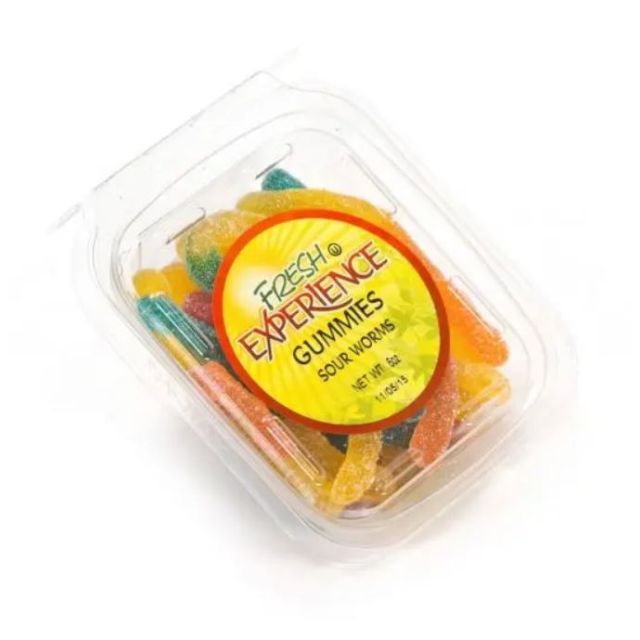Fresh Experience Gummies Sour Worms Container 6 Oz-121-779-23