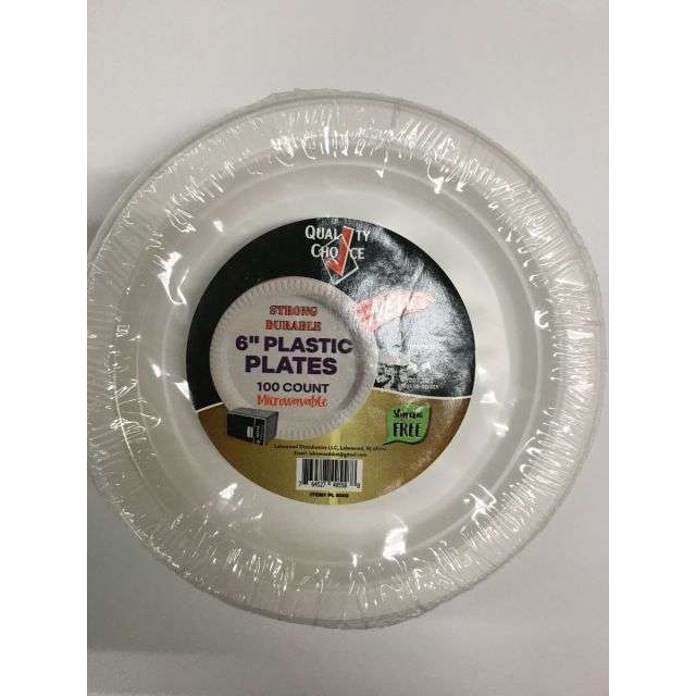 Quality Choice 6" Plastic Plates  100 Ct-FFP-PL6000