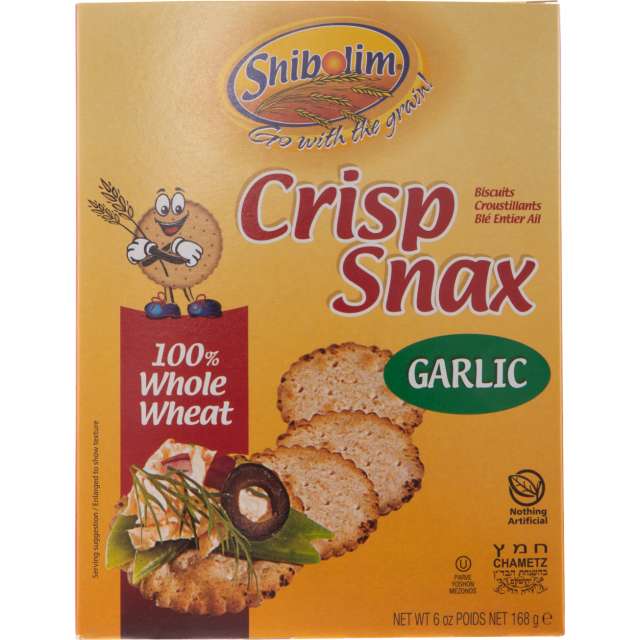 Shibolim Crackers Whole Wheat Garlic Crisp Snax 6 Oz-PK610201