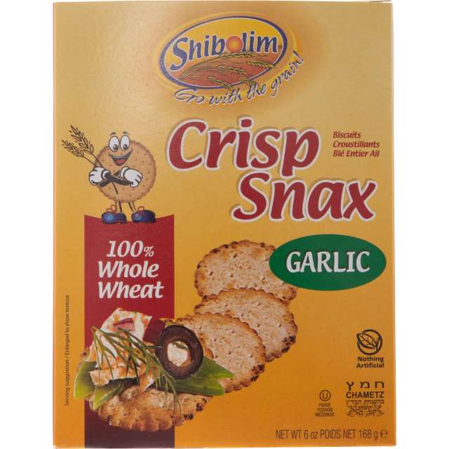 Shibolim Crackers Whole Wheat Garlic Crisp Snax 6 Oz-121-317-55