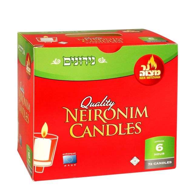 Ner Mitzvah Neironim Shabbos Candles 6 Hour 72 Pk-232-601-21