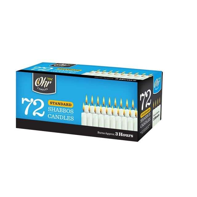 Ohr Standard Shabbos Candles 3 Hours 72 Pk-232-601-22