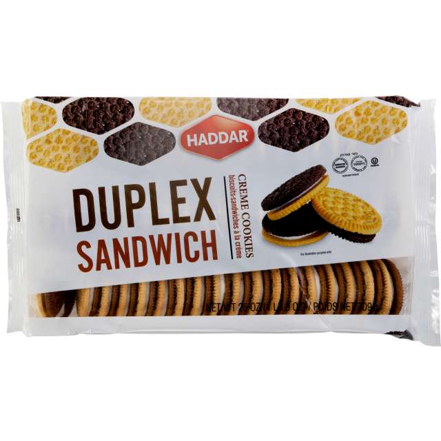 Haddar Duplex Chocolate Vanilla Sandwich Creme Cookies 25 oz-121-229-55