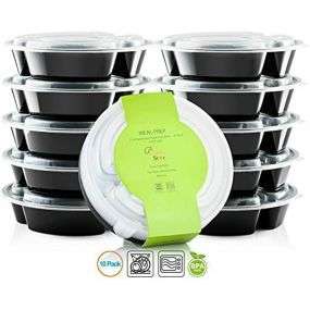 Chef's Star 3 Compartment Reusable Food Storage Containers with Lids - 26 oz - 10 Pack-232-675-02